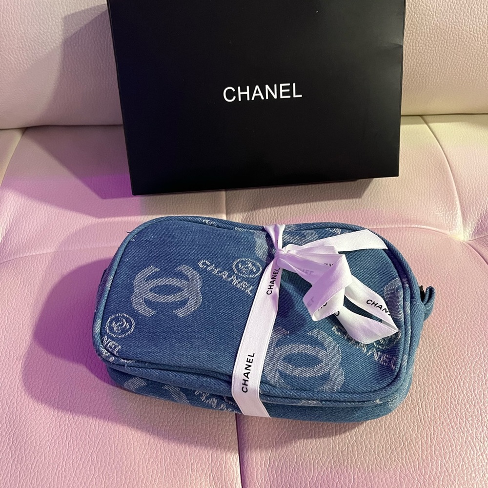 CHANEL Denim Cosmetic Bag NIB